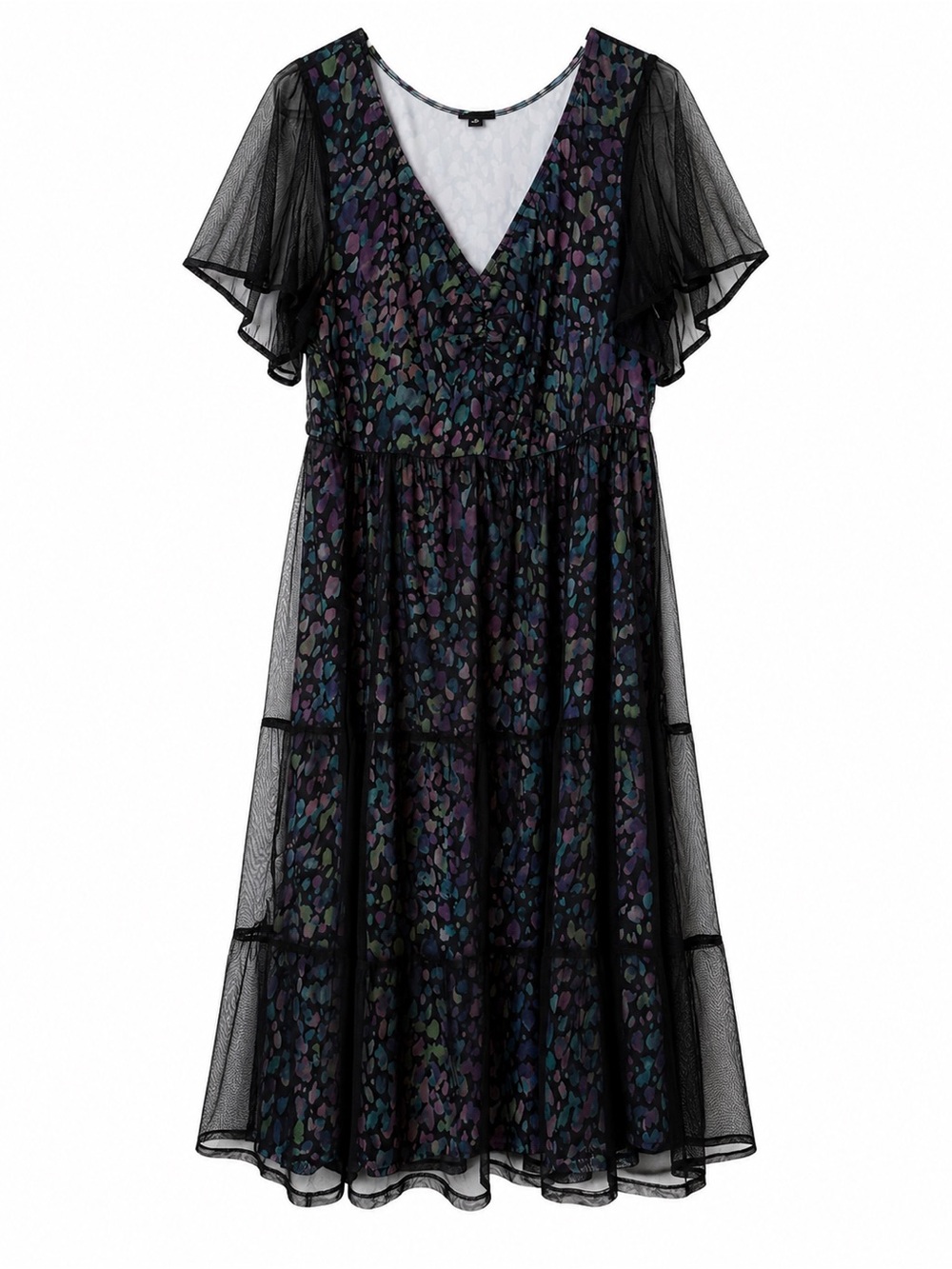 TORRID Black Sheer Floral Tiered Dress